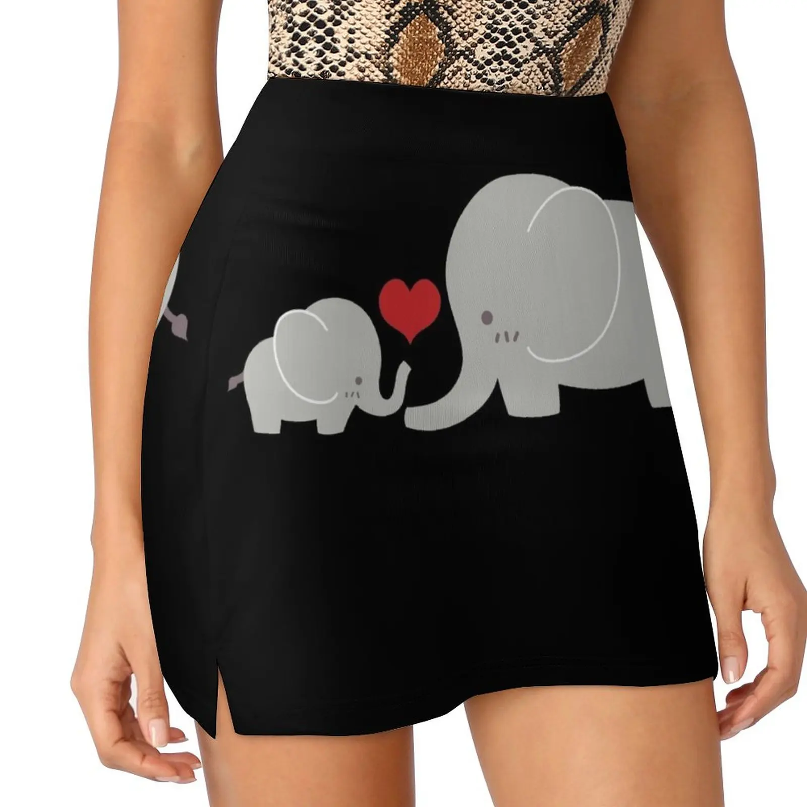 

Baby and parent elephant with heart Mini Skirt outfit korean style micro mini skirt extreme