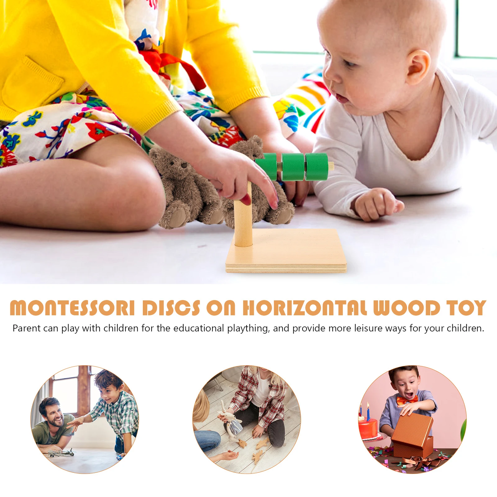 

Montessori Educational Discs On Horizontal Dowel Sensory Learning Game For Kids Early Development Christmas Gift