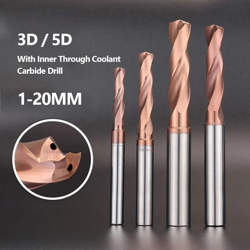 3D 5D Internal Cooling Bit 3 4 6 8 -16mm CNC High Hard Coating Tungsten Carbide Bit High Efficiency Wear-resistant Cooling Drill