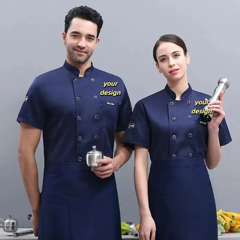 Chef Uniform Men Cook Clothes Shirt Short Sleeves Pastry Jacket Works Top Personalized Customization Design Print Logo Pattern