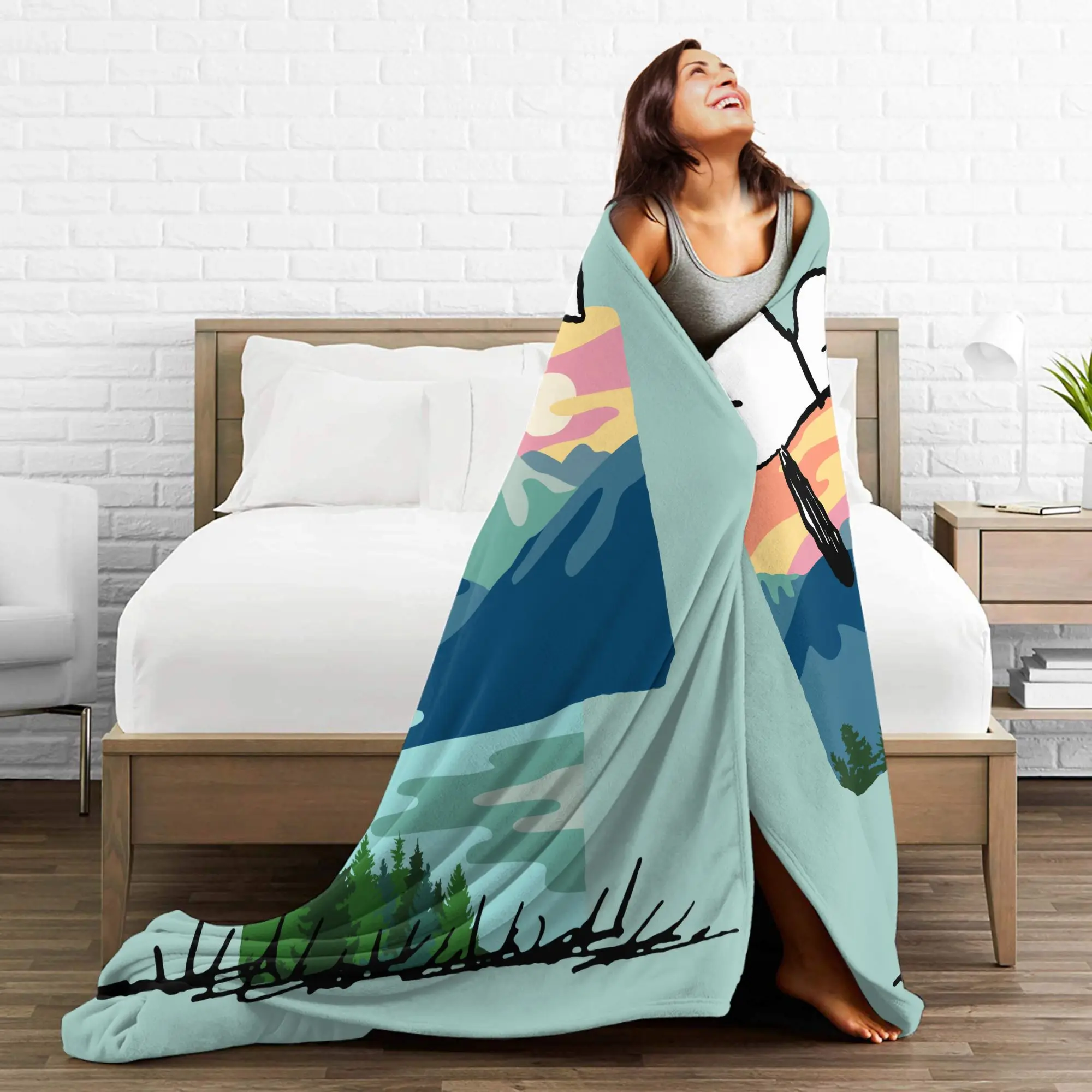 سنوبيس دوج هاوس الذهاب البرية الفانيلا رمي بطانية التخييم المشي لمسافات طويلة بطانية ل أريكة سيارة خفيفة الوزن الفراش يلقي ،