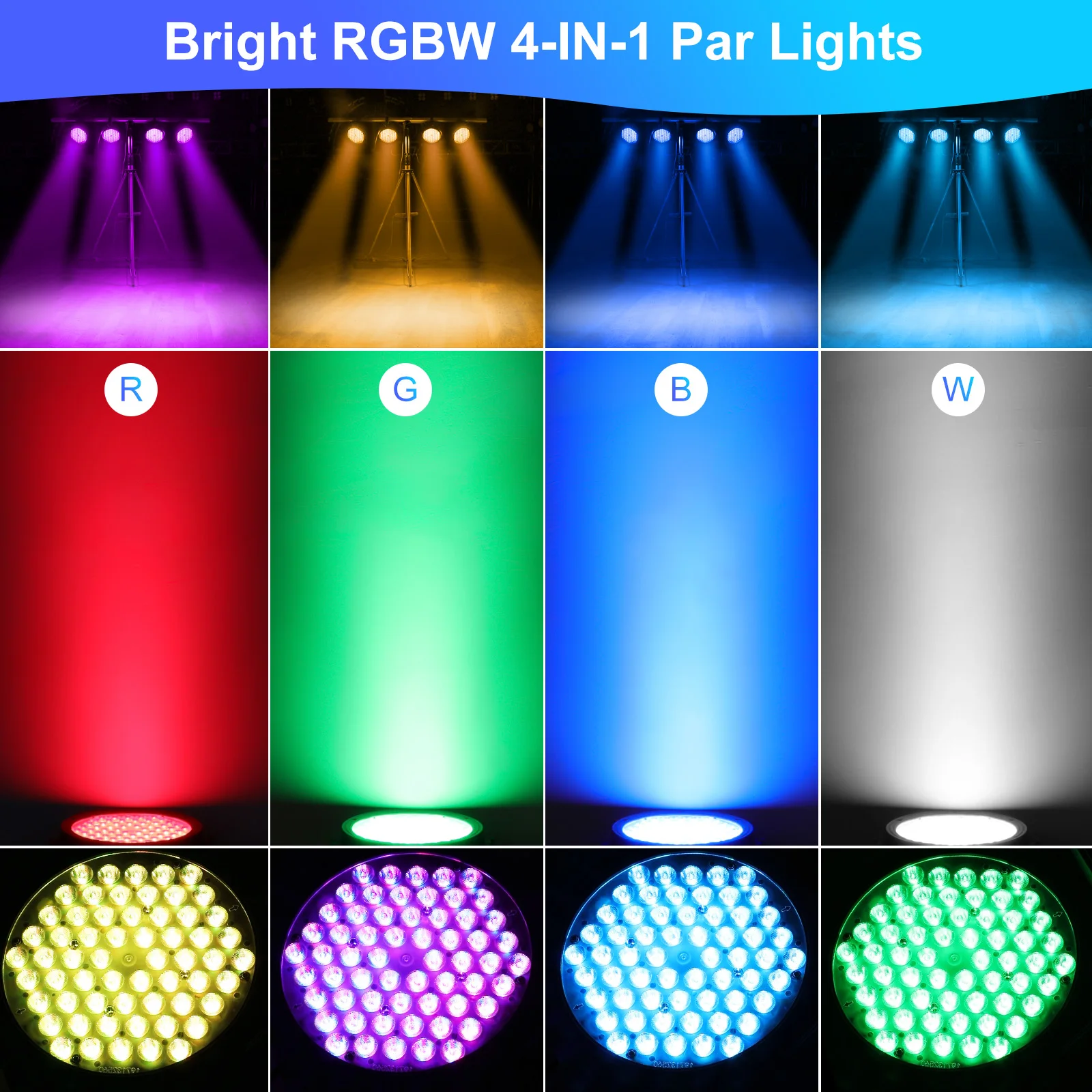 Big Dipper Party Lights RGBW 4-in-1 LED 60x2W Flash&Sound Par Light for DJ Stage Show Bars Wedding Performance LPC120 4PCS