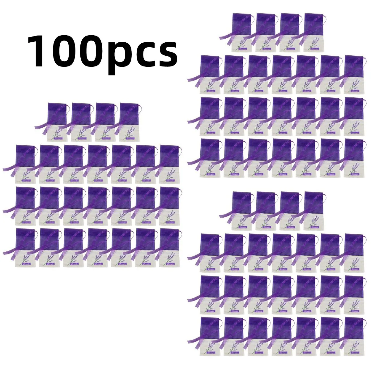 

100 pcs Empty Lavender Bags Floral Printing Fragrance Pouch Sachets Bag for Relaxing Sleeping (New Dark Purple)