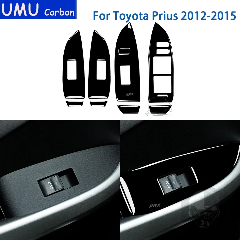 

For Toyota Prius 2012 2013 2014 2015 Accessories Car Black Plastic Interior Window Lifting Panel Trim Sticker Decoration