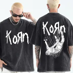 Bestselling Rock Band Korn T-shirts Short Sleeve Men Women Fashion Gothic Streetwear Washed Vintage Tshirts Hip Hop Short Sleeve