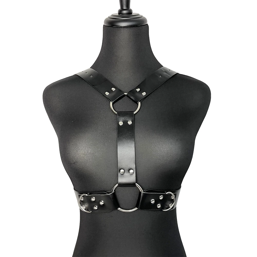 Body Harness Woman Chest Leather Lingerie Gothic Belt Bondage BDSM Choker Top Fetish Clothing Mature Suspenders for Women