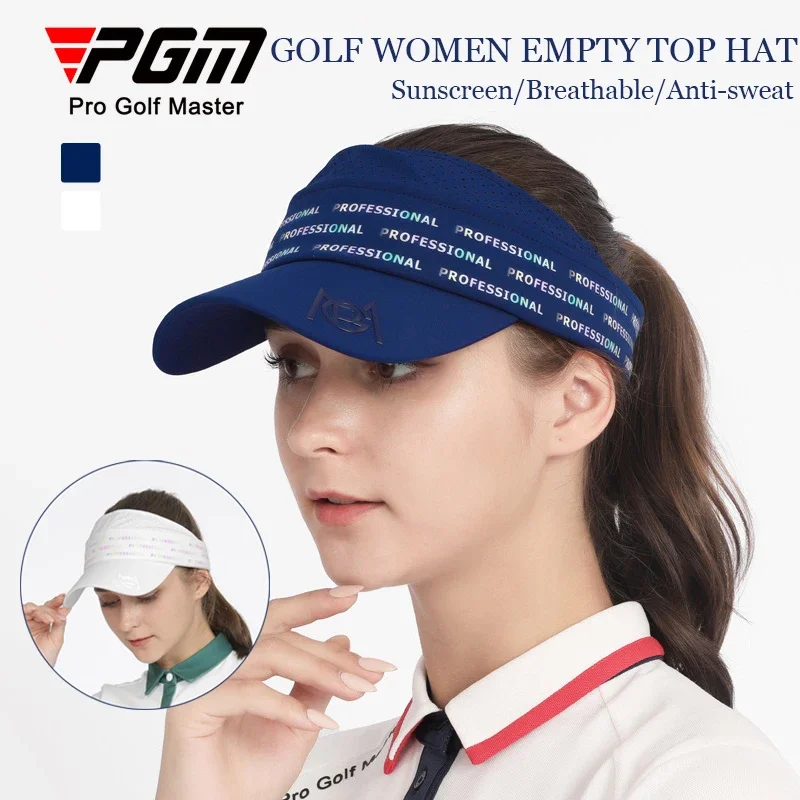 PGM Women Breathable Golf Peak Hats Ladies Letter Print Golf Sunscreen Cap Adjustable Sport Empty Top Hat Anti-sweat Casual Caps