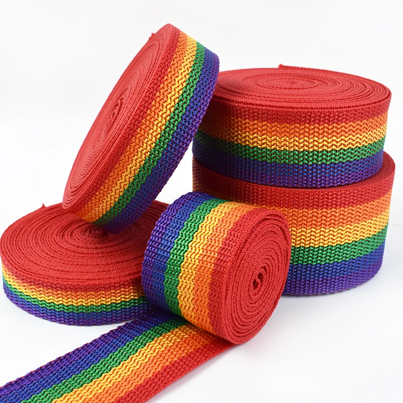 4/8/10M 20-50mm Regenbogen Polyester PP Gurtband Nylonband zum Nähen von Taschen, Gepäckgurten, Dekorband, Schrägband, Bindungszubehör – Detail 12