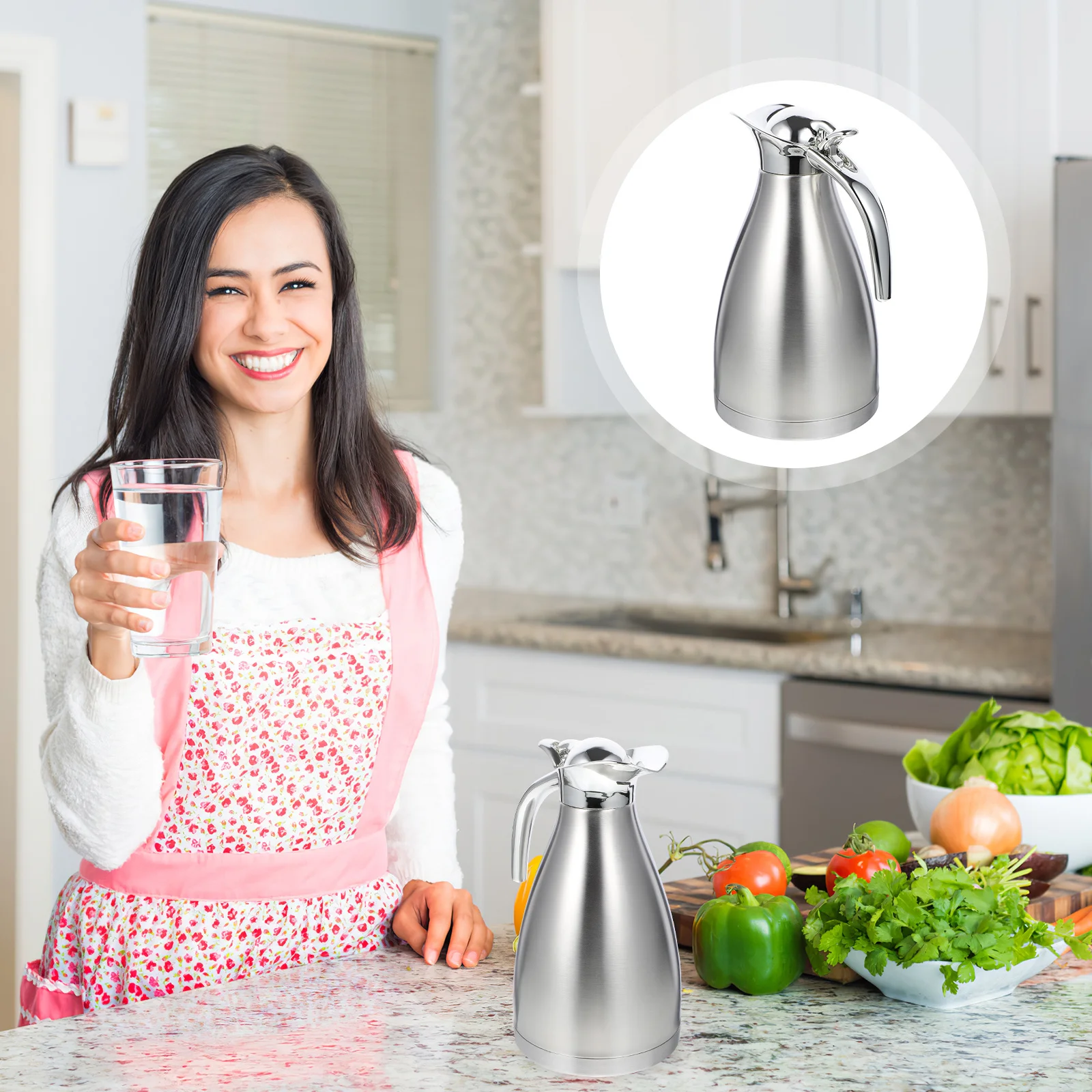 

1.5L Stainless Steel Vacuum Pot Double Layer Insulated Thermal Bottle For Home Office Travel Large Capacity Leak Proof Container