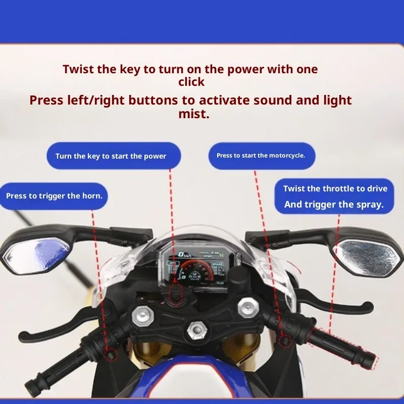 Подарочная коллекция для парня, миниатюрный спрей для моделирования Voiture, масштаб 1:6, S1000RR, сплав, супер модель мотоцикла, литой игрушечный автомобиль