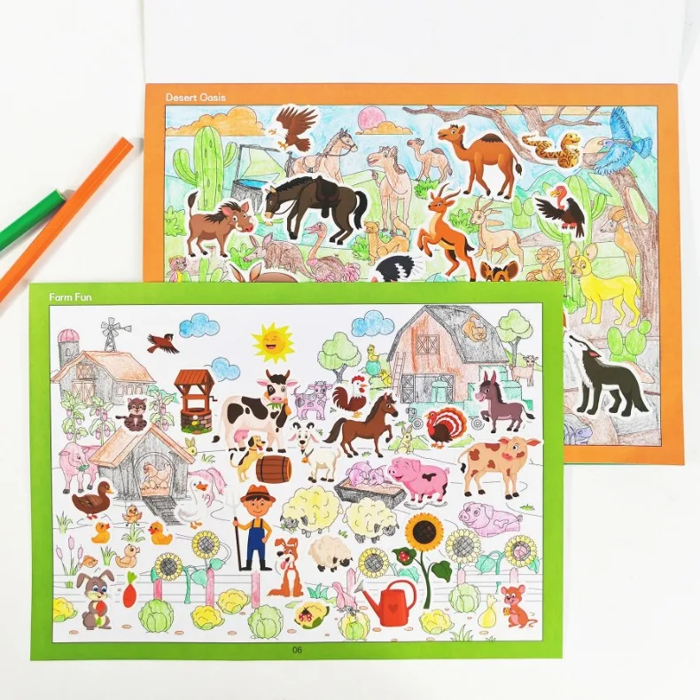 Fun Sticker Book, Search and Find Sticker Book Fun DIY Toy Book for Children Aged 3-10 Looking for Animal Parent-Child Interacti
