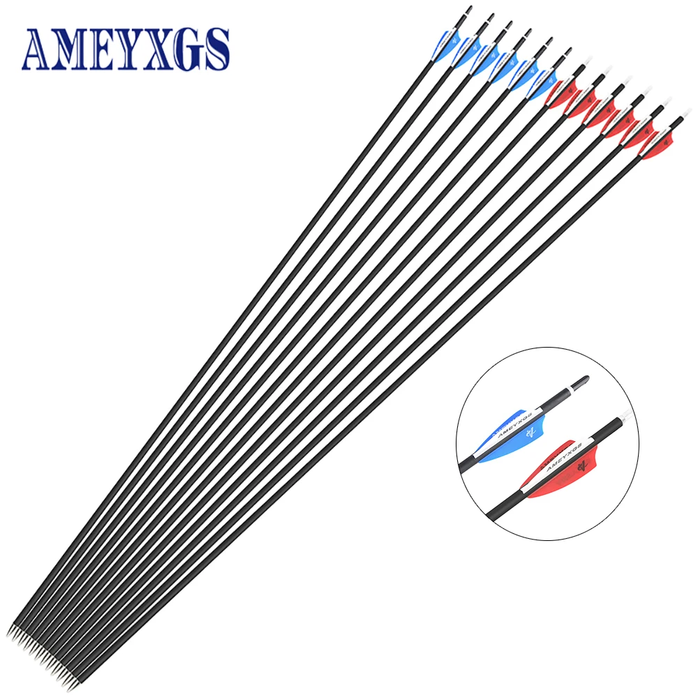 

Archery 6/12pcs Bow Arrows Mixed Carbon Arrow Spine 1000 ID 6mm ID 4.2mm for Compound Recurve Bow Shooting Hunting Accessories