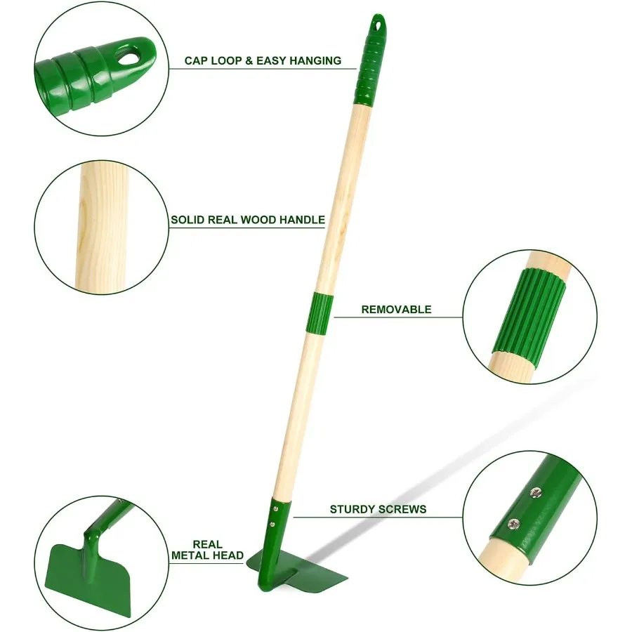 Juego de herramientas de jardinería para niños, 7 Uds., herramienta de jardín para niños con pala, rastrillo, azada, rastrillo de hojas, excavación de césped de patio de verano al aire libre
