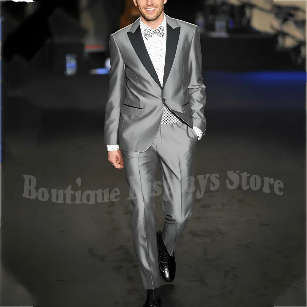 

Облегающий мужской комплект из 2 предметов, модная атласная элегантная мужская одежда на одной пуговице, модель для вечеринки, мужской комплект, куртка, брюки по индивидуальному заказу