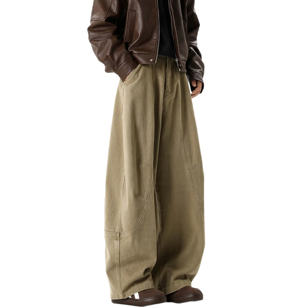 Summer Men's Women Army Green Cargo Pants Lightweight Trendy Casual Loose Straight Leg Wide Leg Trousers