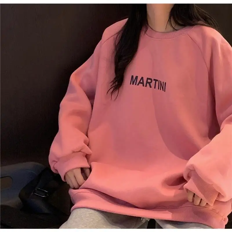 Women Clothes O-neck Long Sleeve Sweatshirts Pullover Youth Lively Bright Easy Close to the People Wild Popularity Loose Neat