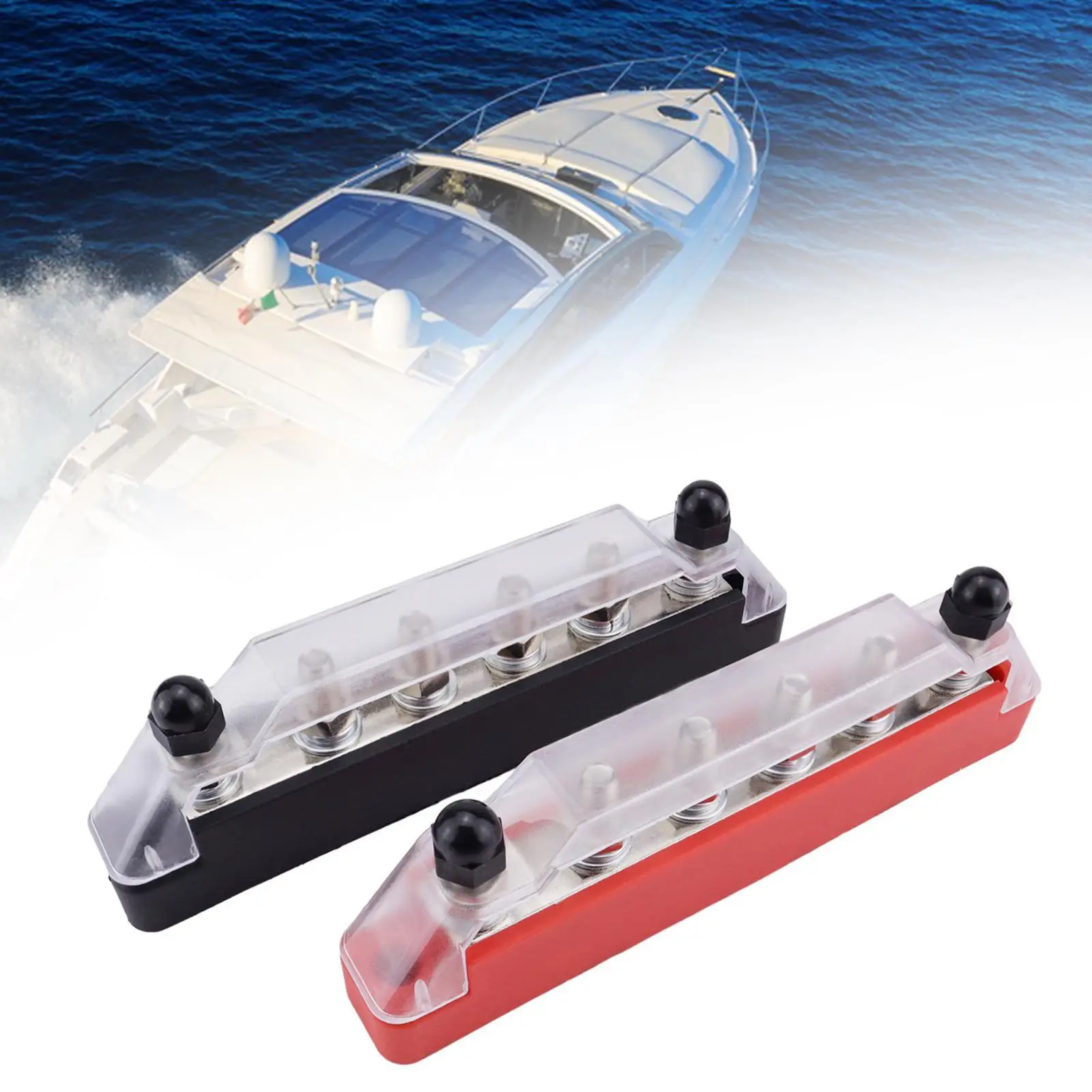 

2x Power Distribution Block Dustproof 48V 150A with Cover Terminal Distribution Block for RV Trailer Boat Vehicle Truck