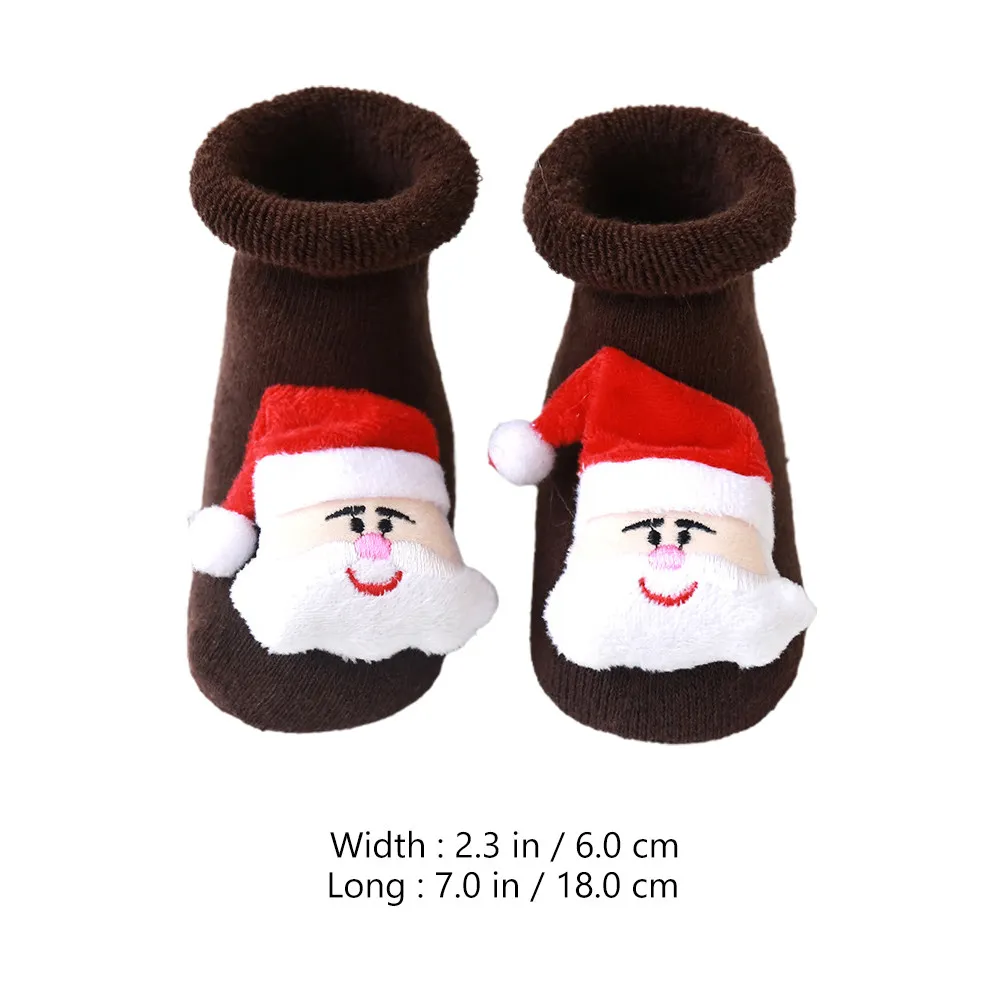 3 ペアのベビークリスマスストッキング、愛らしいプリントの滑り止め通気性のある暖かい靴下、冬のホリデーギフト用子供用フロアソックス