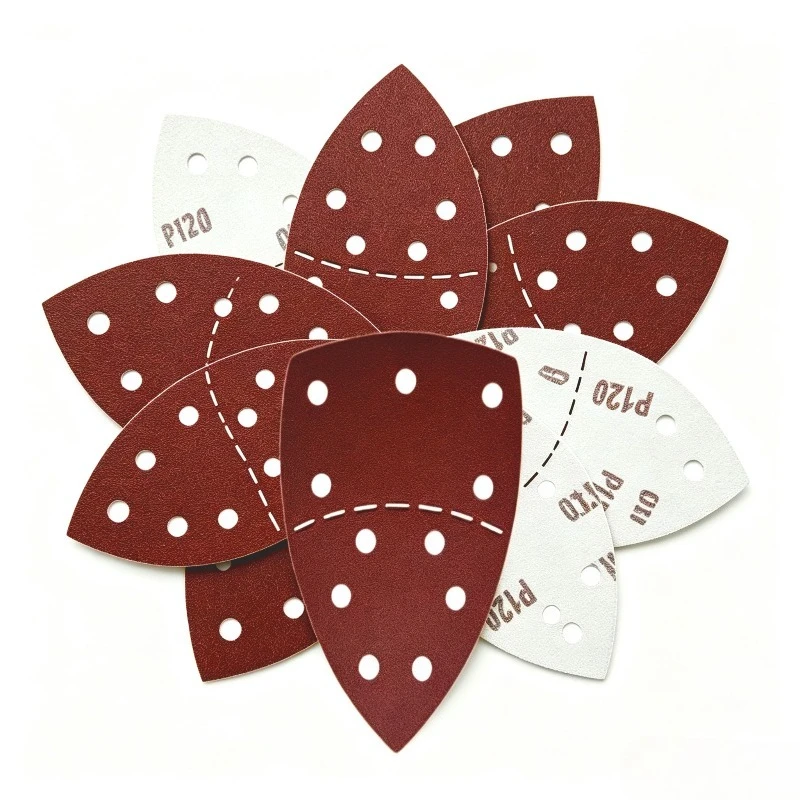 TQLQ 10/20/50 Pcs Triangular 11 Hole Hook and Loop Mouse Detail Sandpaper, 40-2000 Mesh Aluminum Oxide for Metal Furniture Car