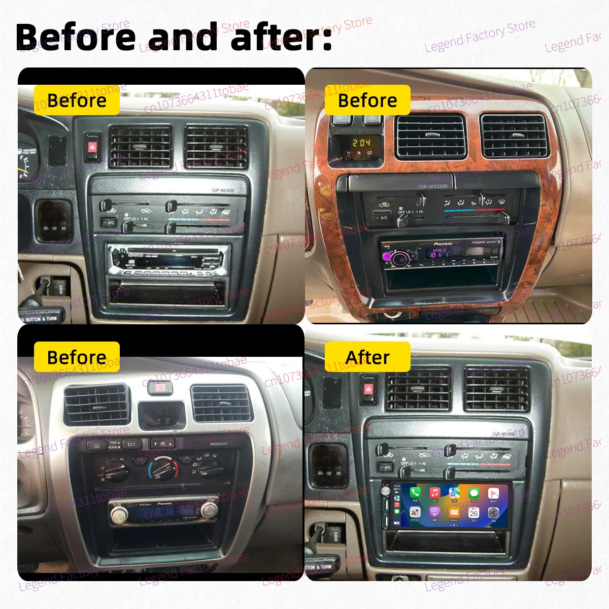 Carplay 1 Din Radio Android Car Multimedia for Toyota 4Runner 1996-2002 6.86