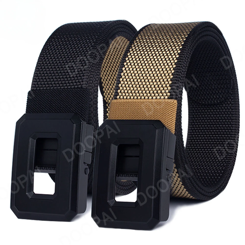 Men Belts Automatic Buckle Metal Tactical Belt Women Fashion Canvas Belts Male Outdoor Two-Sided Designs Belt Military Belt