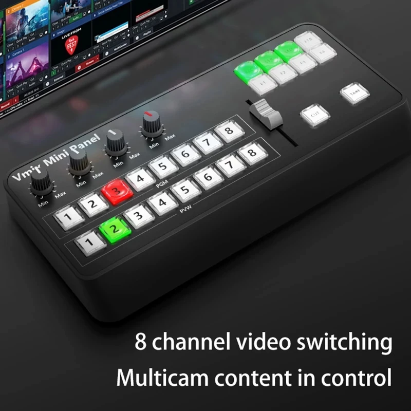 Tyst Vmix Mini Video Switcher Streaming Card Mixer Avmatrix Photo Studio Camera Switcher Bedieningspaneel MIDI2.0