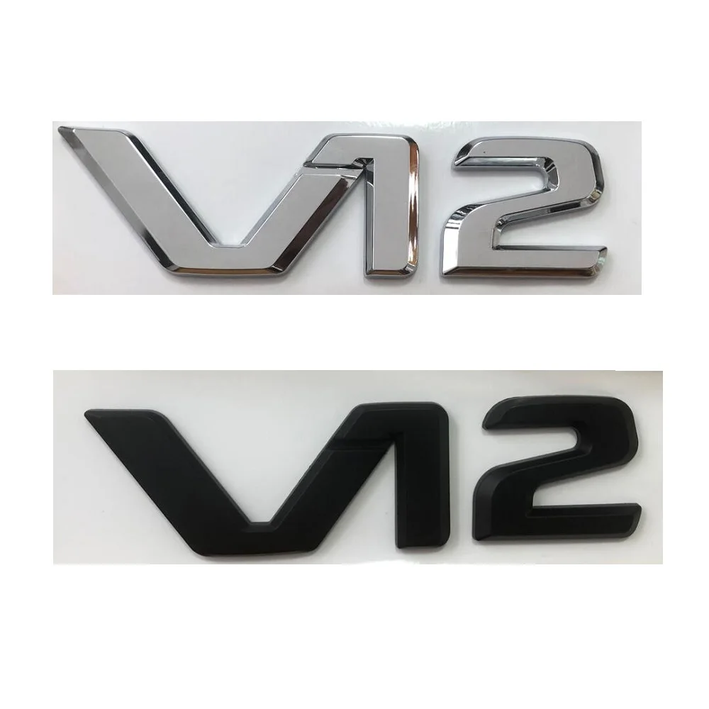 Chrome Matt Black Trunk Fender Number Sides Letters for Mercedes Benz BRABUS V12 Emblems Symbols