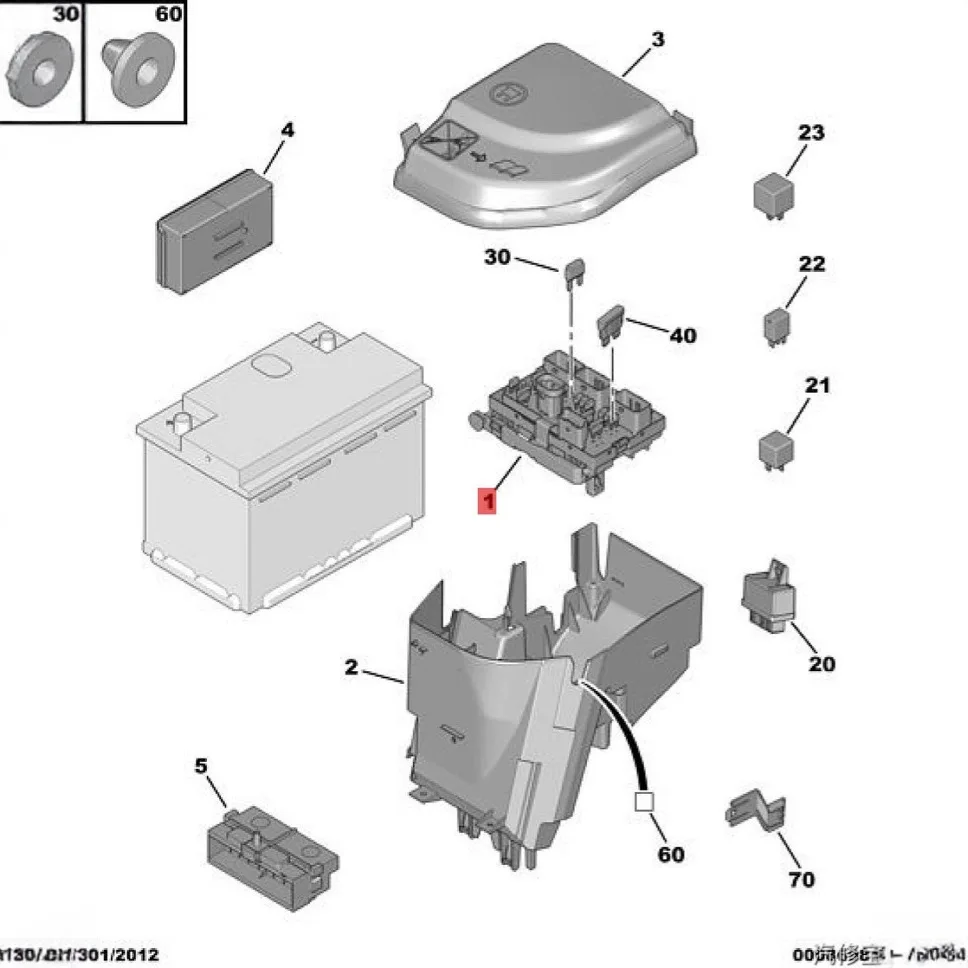 9807028780 صندوق الصمامات BSM لـ Pe ug eot 308 Citroen C4 صندوق سيرفو المحرك
