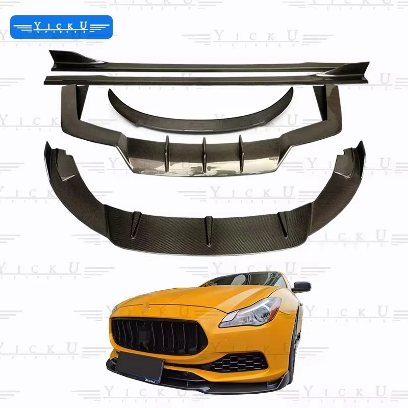 

100% Carbon Fiber Body Kit forMaserati Quattroporte Upgrade 3D Front Lip Side Skirt Rear Diffuser Spoiler in Stock 2014 - 2022