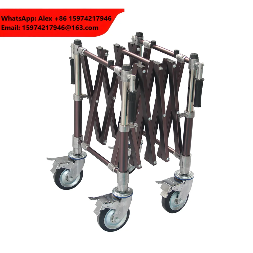 Bronze Folding Funeral Casket Coffin Trolley Church Aluminum Alloy Material