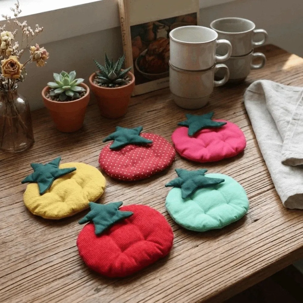 Picture 3: Jewelry Pad Thick Tomato Shaped Coaster Non-Slip Kawaii Fabric Coaster Decorative Anti-Scalding Insulation Pad Kitchen