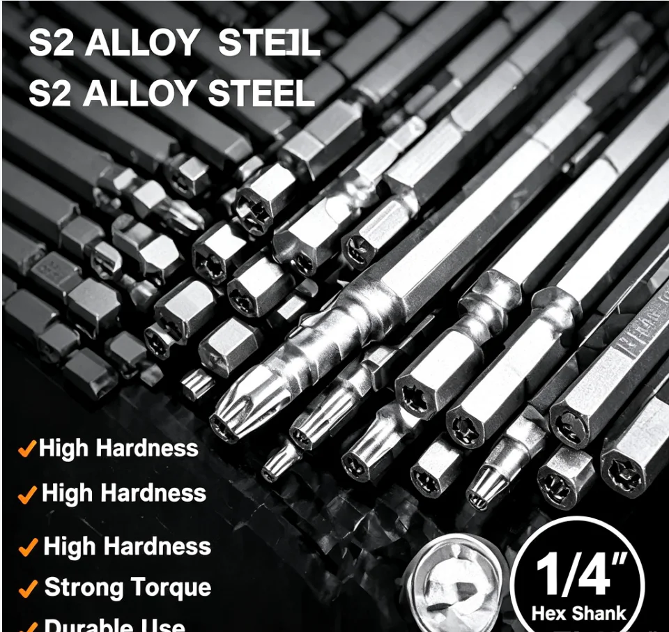 11Pcs Torx Screwdriver Bit Set 1/4 Inch Professional Magnetic Star S2 Steel Hex Shank Tough Torx Star Hex Security Security Set