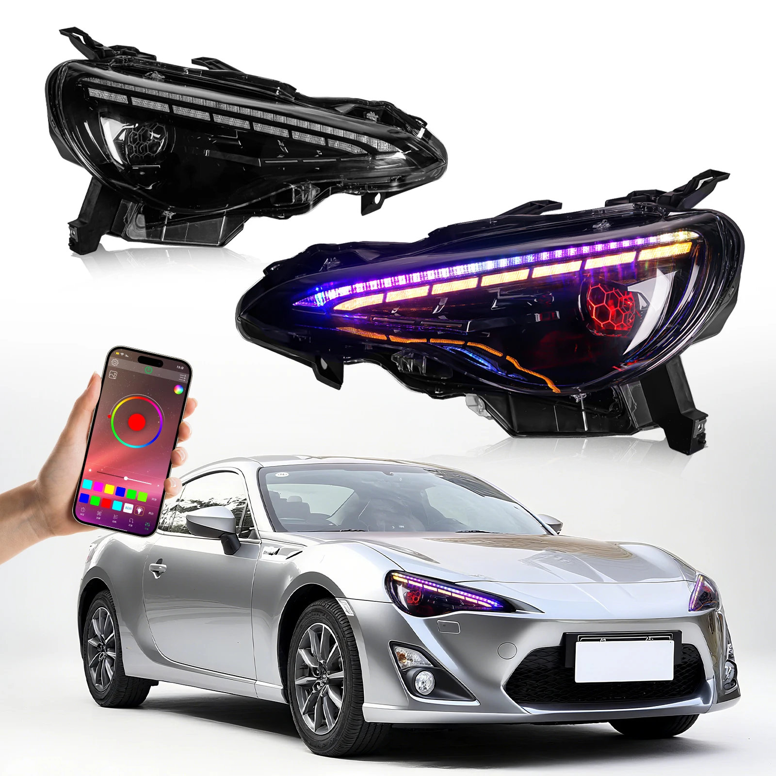 

New LED Headlights for Toyota 86 GT86 2013-2021 for Subaru BRZ 2012-2016 Scion FR-S 2012-2016 12V Front Car Light Colorful