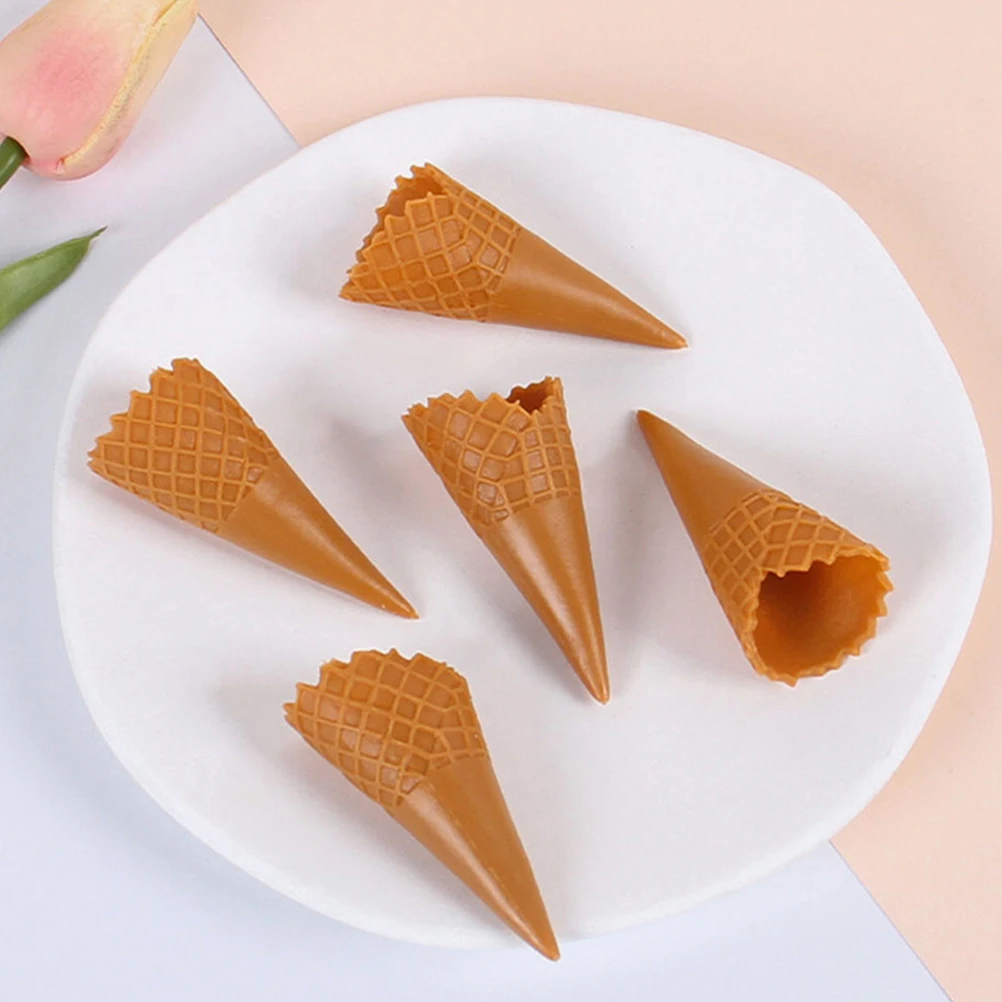 

18 Pcs Simulated Ice Cream Bottom Holder Model Toys Crispy Skin Cone Pvc Mini Cones Child