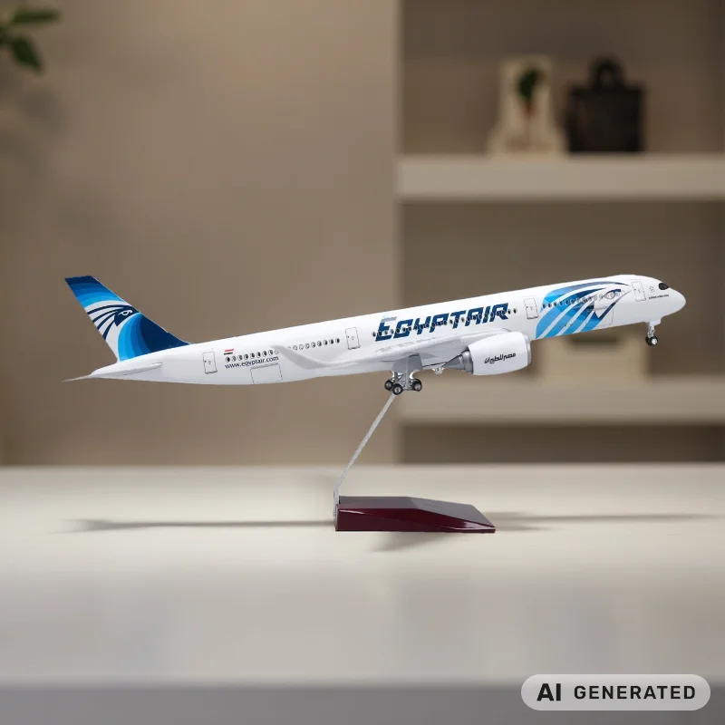 A350 Egypt Airways 1/142 Scale Plane Model 47cm Diecast Airplanes Resin Model With Landing Gear For Aviation Enthusiast Souvenir