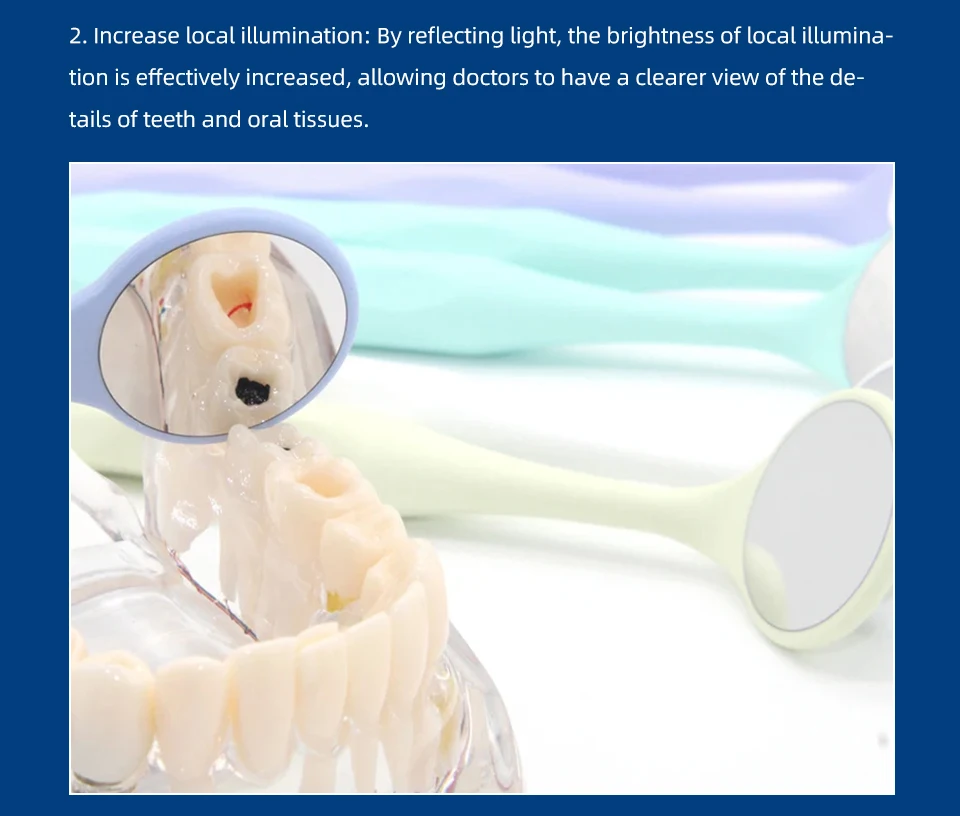10 teile/schachtel Dental Doppelseitige Mund Spiegel Autoklavierbar Oberfläche Prüfung Reflektoren Mit Griff Zufällige Farben Oral Zahn Bleaching – Detail 7