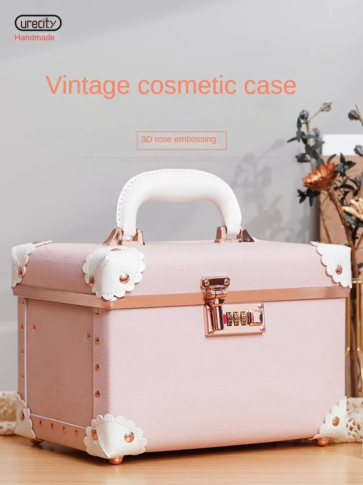 

Large capacity cosmetic case password Portable portable cosmetic bag Cute Korean version Storage box Toolbox