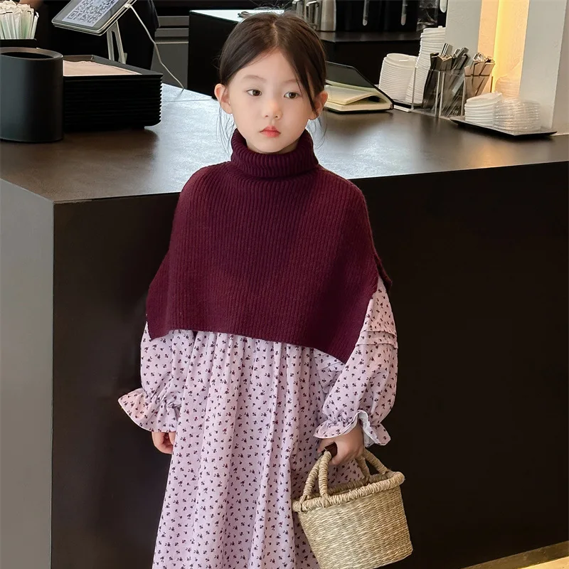 Girl Dress 2023 New Autumn Korean Fashion Style Blossom Dress Baby Girl Bell Sleeve Long Skirt Girls Casual Dresses Kid Clothes