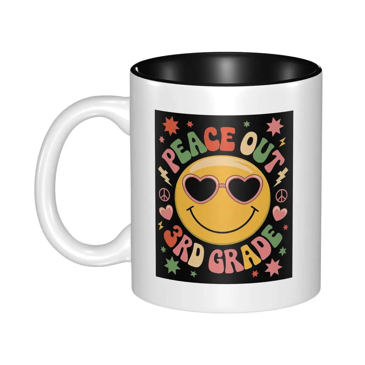 Peace Out Third Grade Cute Groovy Last Day Of 3rd Grade Mug Ceramic Coffee Cups Tea Mugs Milk Cup Drinkware Gifts for Friends