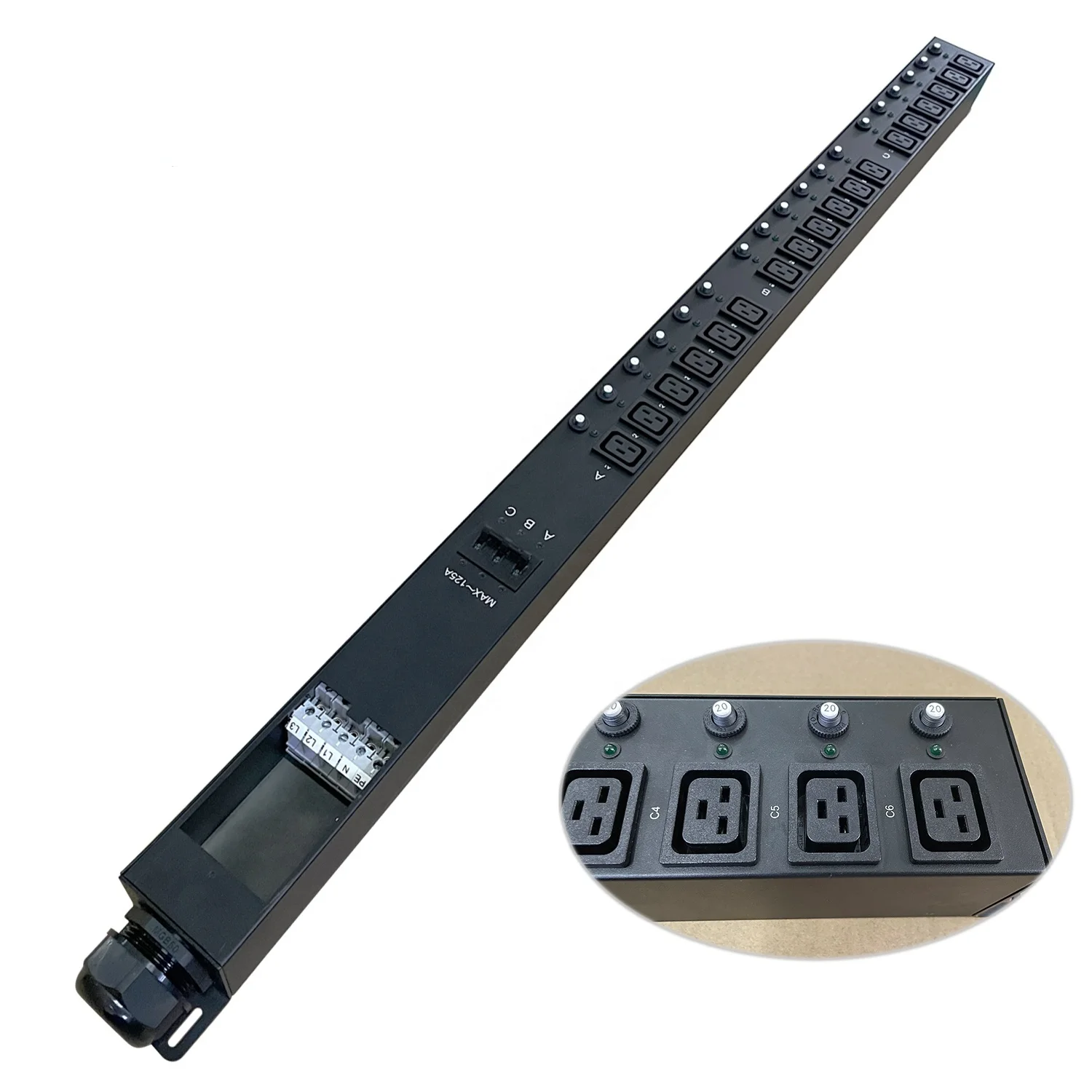 Listed 12/24/18way 415V IEC PDU Power Distribution Unit 125A C13 C19 Mining S19 PDU Rack