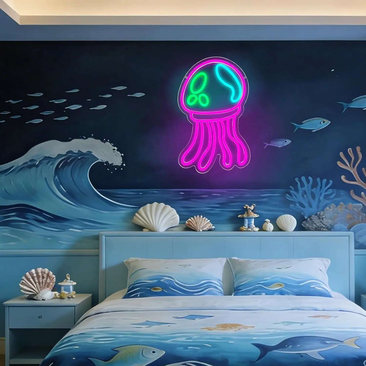 Jellyfish Neon Sign Ocean USB Dimmable LED Neon Lights for Bedroom Anime Room Girls Room Party Decor Birthday Gift for Kids