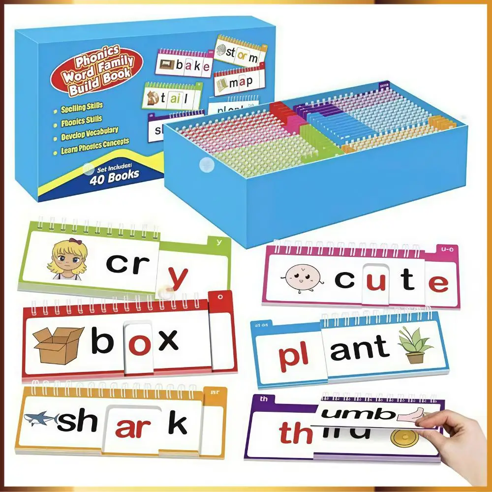

40 Read and Rhyme Flip Books Learn To Read Phonics Flash Cards for Kids Homeschool Preschool Learning Activities