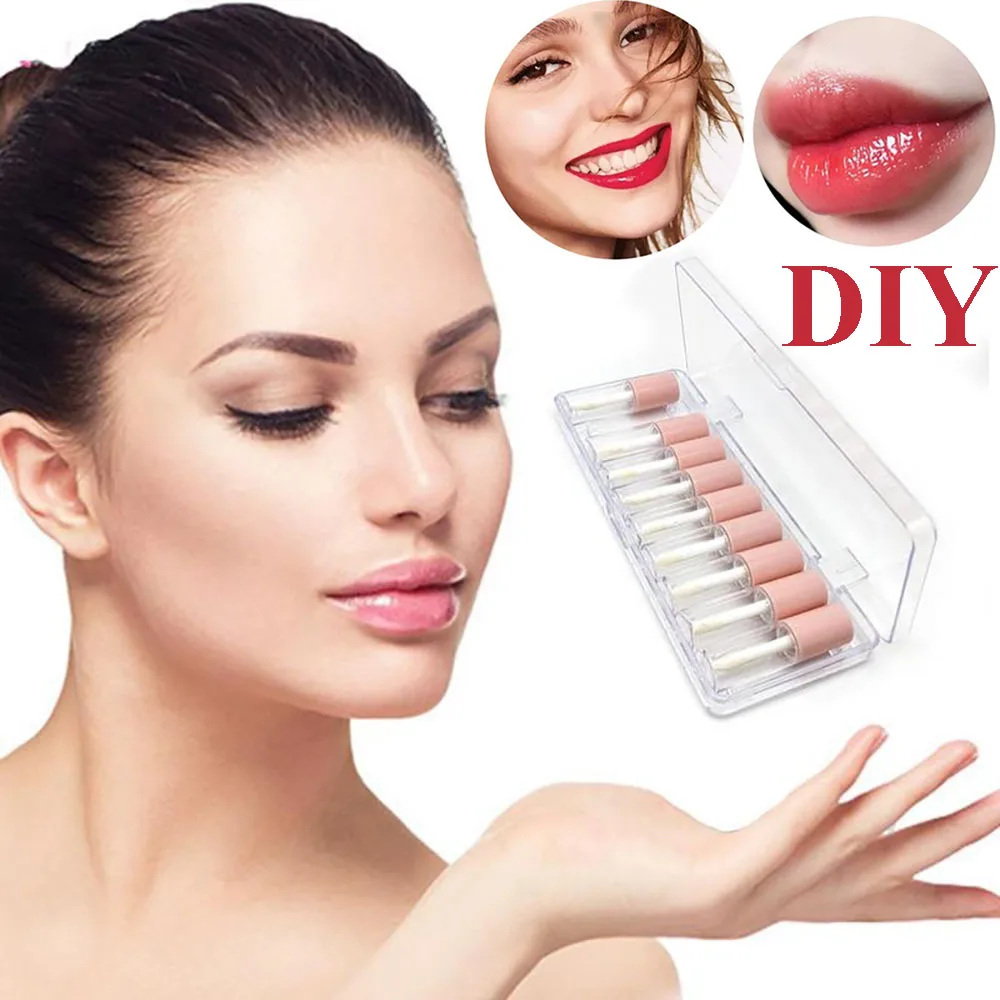 

Cute 10 Pcs/set Cosmetic Containers Lip Balm Travel Pink Lip Gloss Tubes DIY Lip Gloss Sample Bottles Refillable Bottles