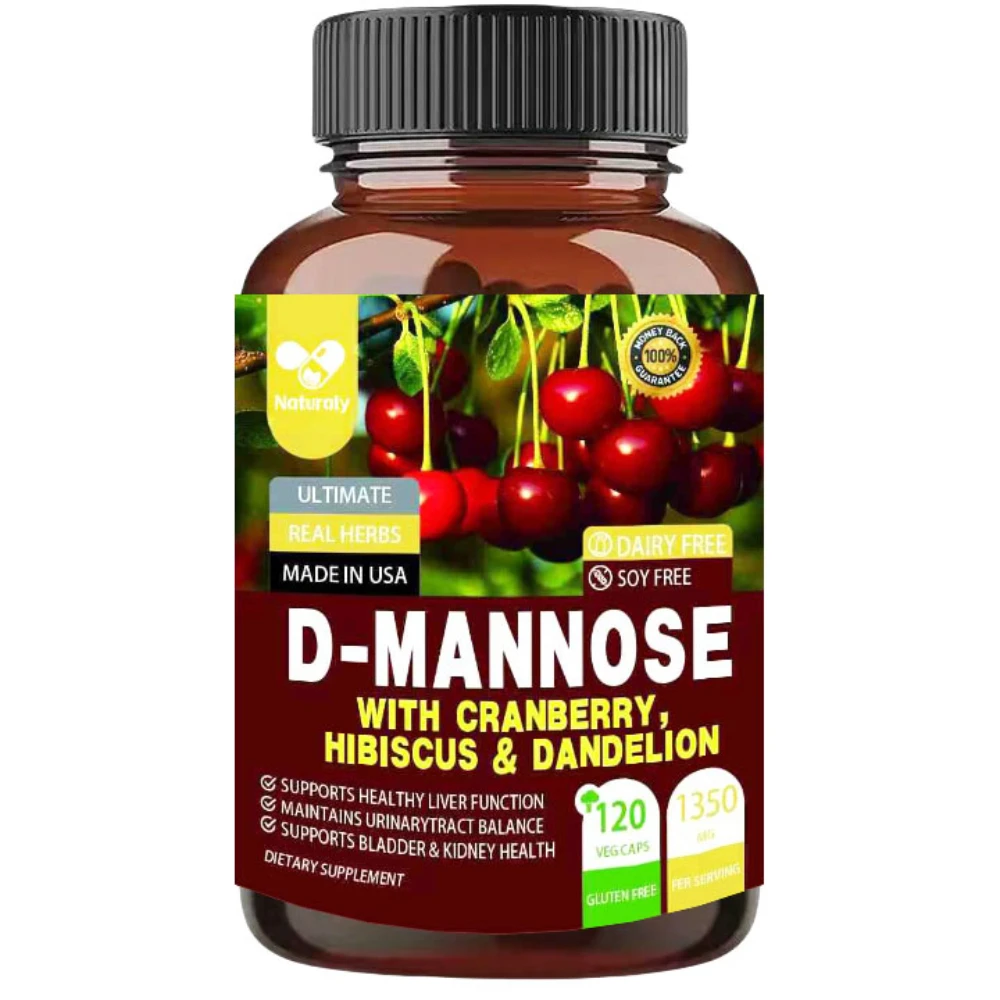 Premium D Mannose with Cranberry and Dandelion [Max Strength, 1350mg] Supports Urinary Tract Health and Bladder Health Support