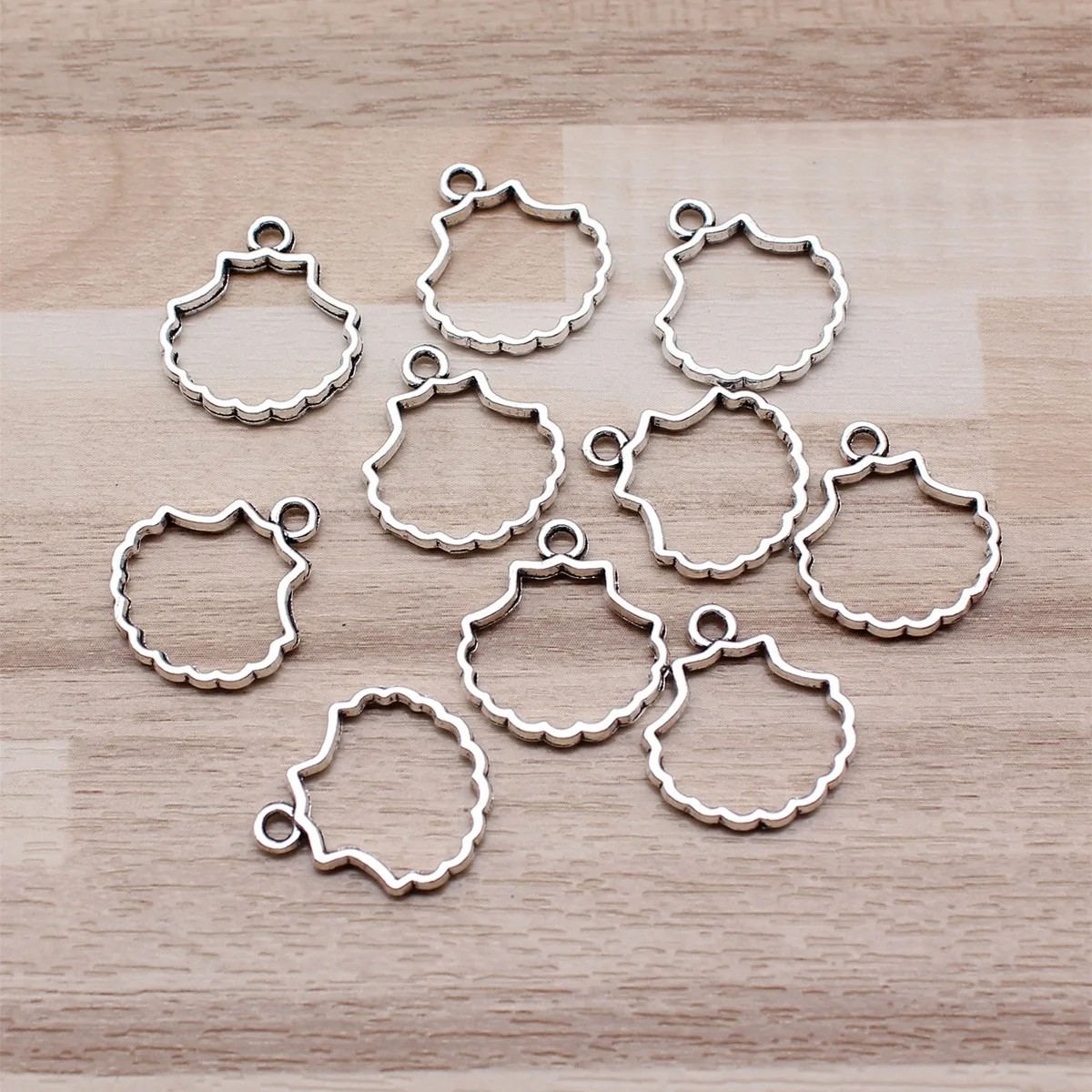 IFOCUS 10pcs/Lot Hollow Shell Charms For DIY Jewelry Making Zinc Alloy 17x18mm/0.67x0.71inch