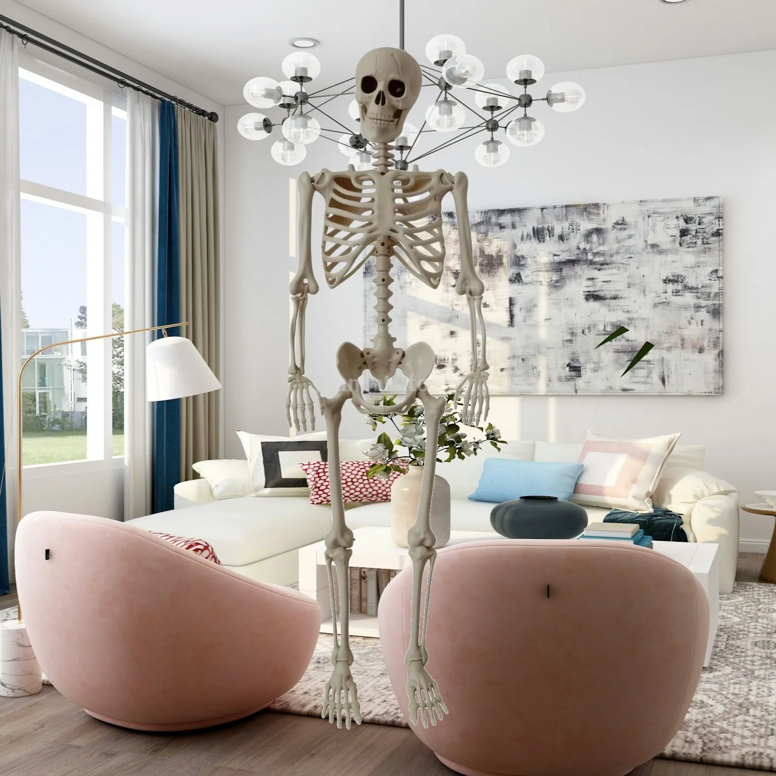 Party Decoration Lightweight Poseable Skeleton with Jointed Construction Human Skeleton Decoration Life-Sized