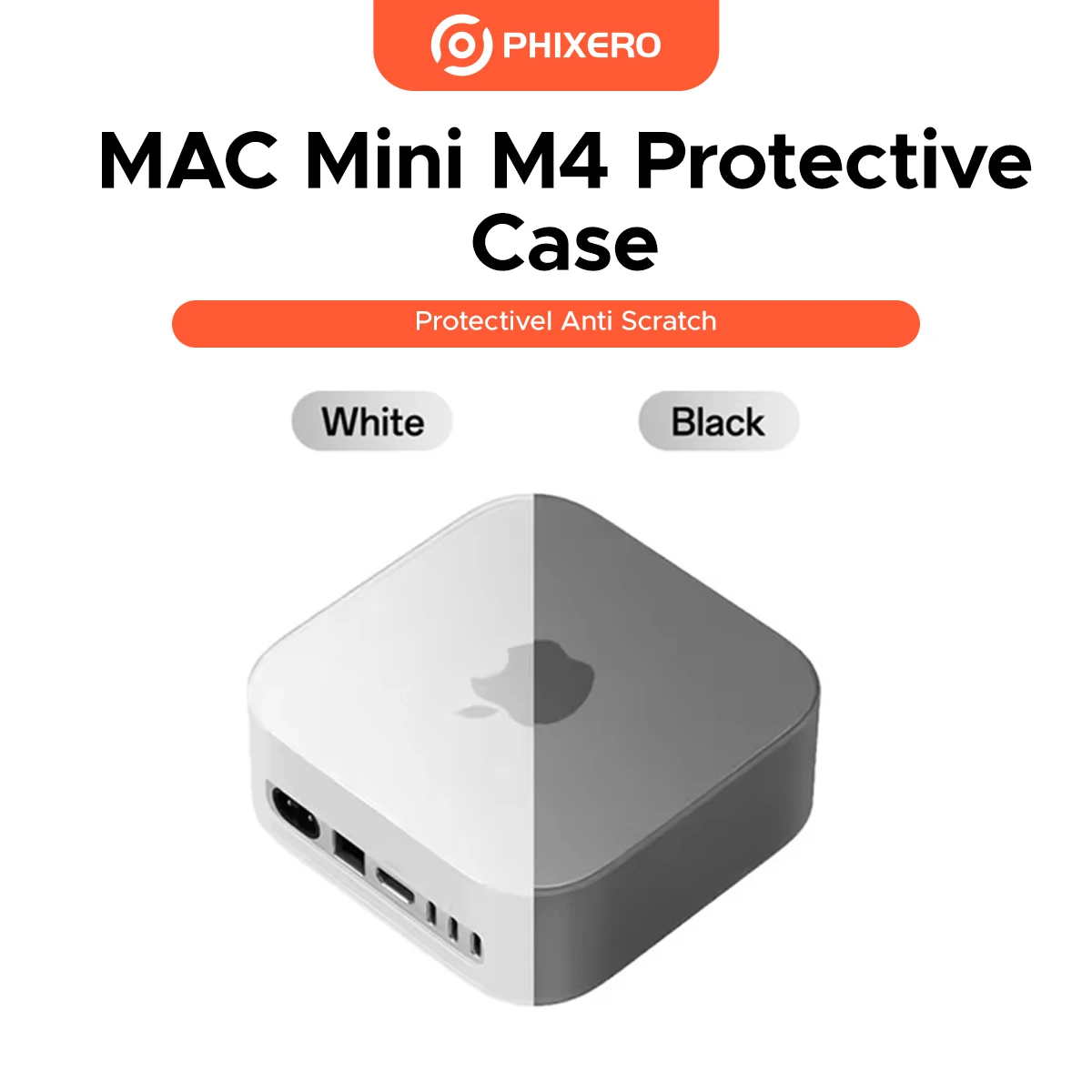 PHIXERO Protective Case for MAC Mini M4 Protectivel Anti Scratch for Apple Mac Mini M4 with Black and White Color