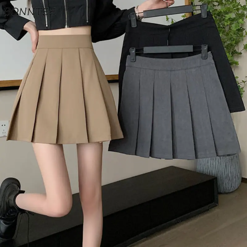 

Pleated Skirts Women Simple Sweet Mini High Waist Preppy Style Streetwear Summer Schoolgirls Ulzzang All-match Elegant Popular