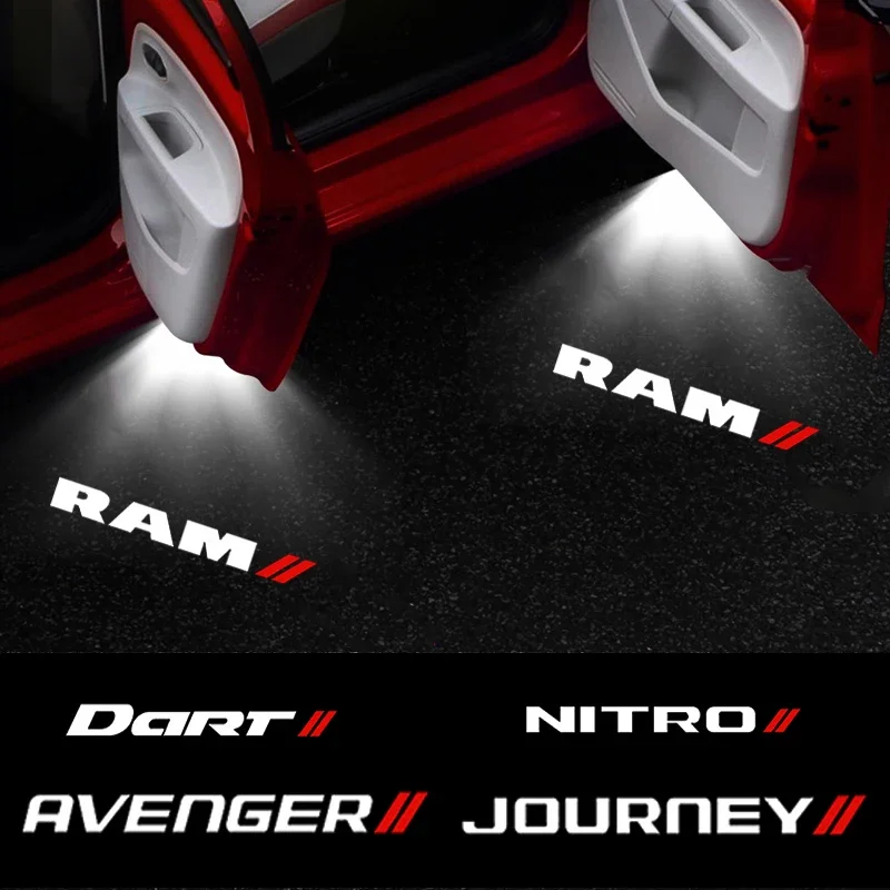 2 Proyectores de Luz de Bienvenida con Logotipo para Puerta de Coche, Lámpara de Sombra Fantasma para Dodge CHALLENGER CHARGER RAM Avenger Journey Nitro Dart Durango
