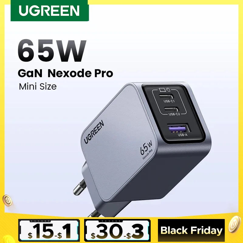 UGREEN 65W GaN Charger Type C Quick Charge 4.0 3.0 USB Charger For iPhone 16 15 14 Pro Macbook Air Laptop Tablet PD Fast Charger